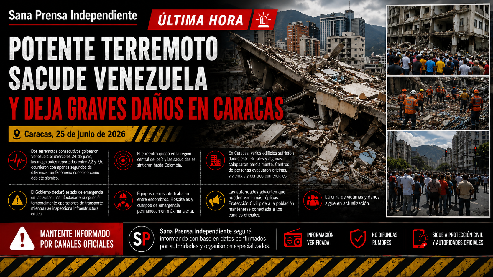Venezuela sacudida por dos terremotos: colapso de edificios y estado de emergencia en Caracas